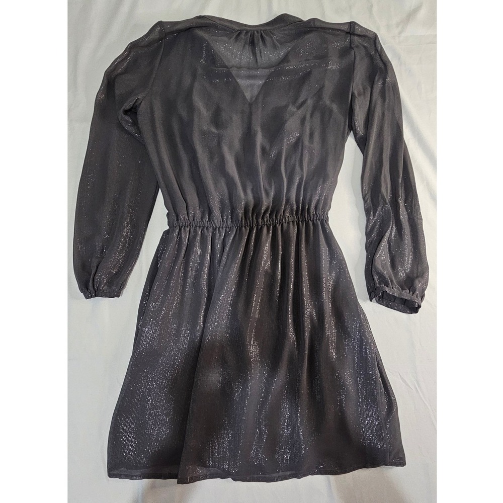 White House Black Market Womens Size 0 Grey Metallic Shimmer Tassel Mini Dress